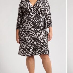 Renee C. Black and White Polka Dot Wrap Dress